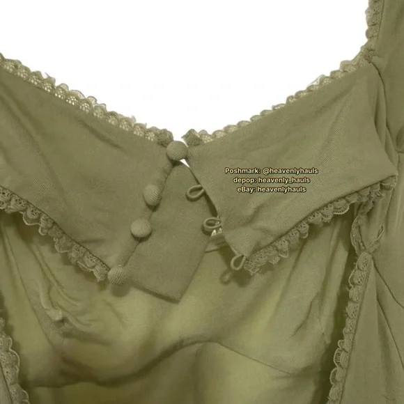 Oh Polly Suki Lace Trim Off-Shoulder Pastel Mini Dress - Whimsical Cottagecore - Picture 7 of 10